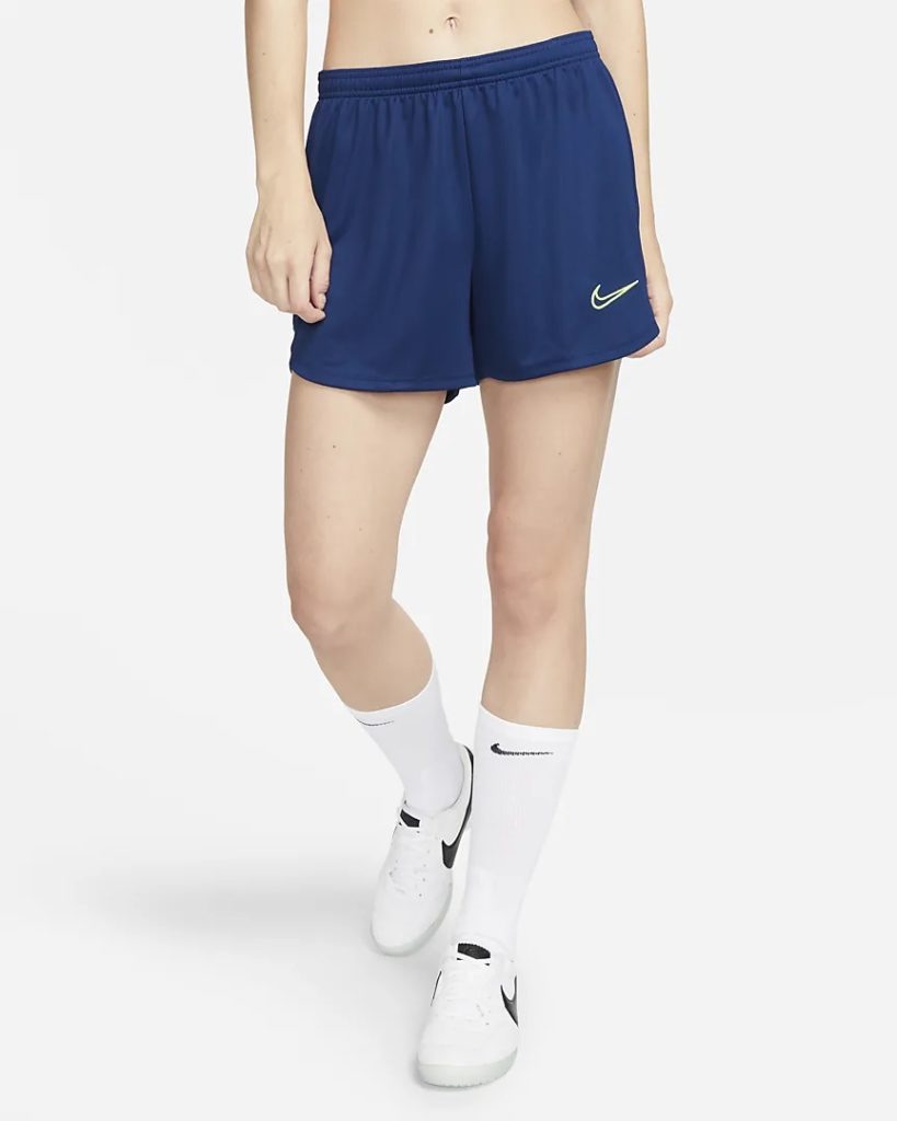Black Nike Dri-FIT women's football shorts designed for athletic performance.