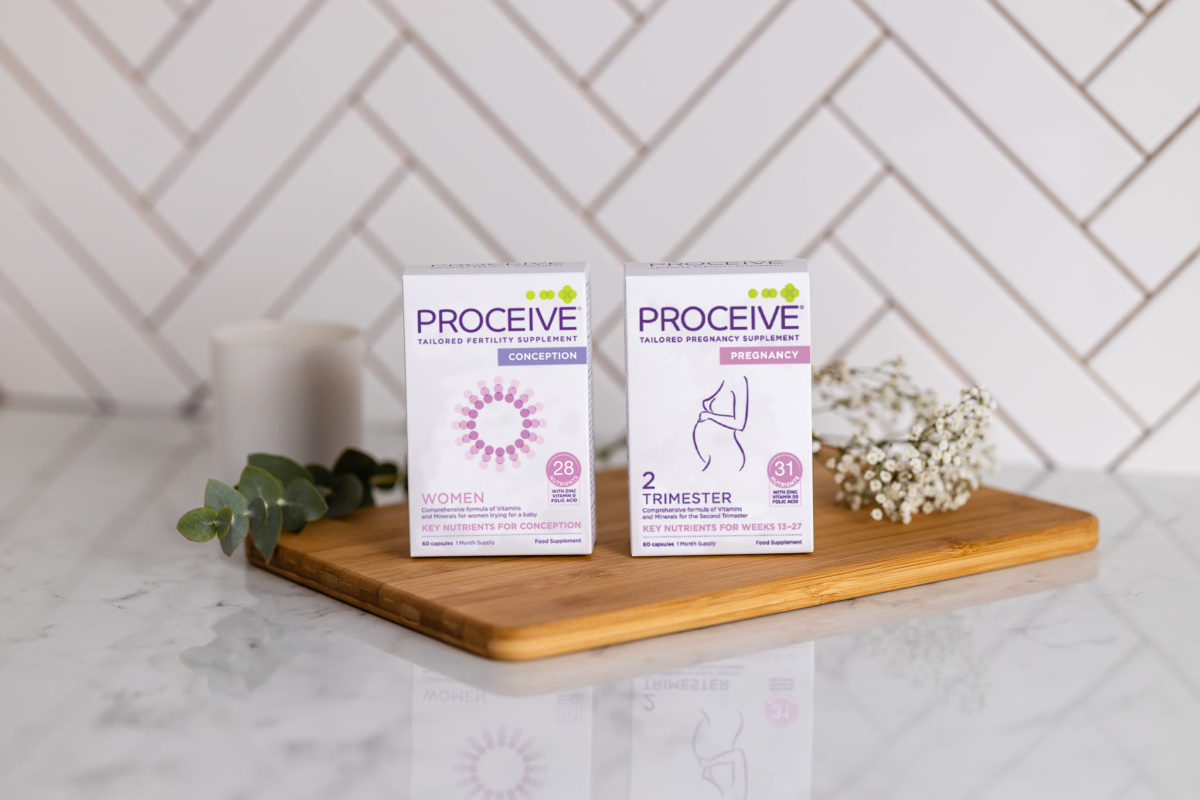 Promotional graphic for the £200 Proceive giveaway featuring conception and pregnancy supplement bundles.