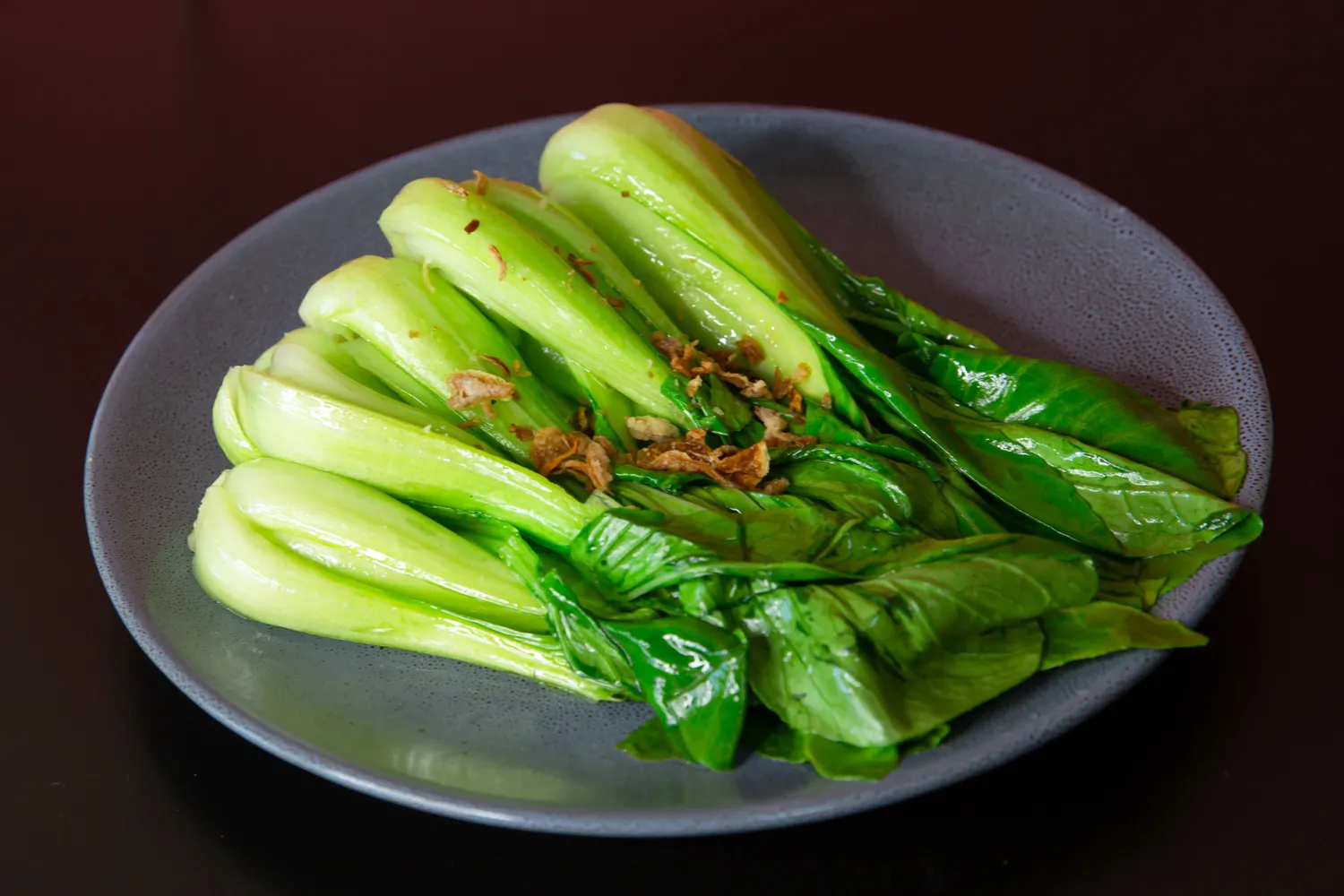 A close-up of cooked bok choy.