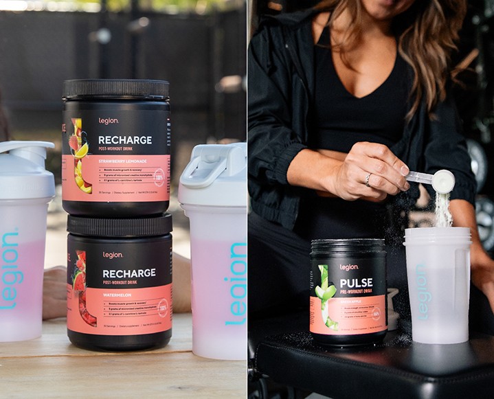 Legion Athletics performance supplement packaging.