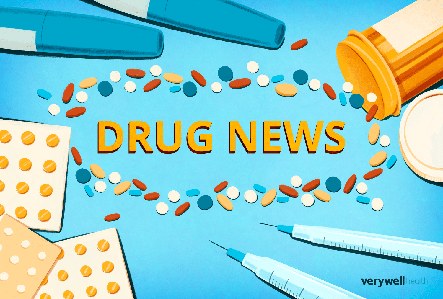 Digital graphic titled VWH Drug News May 2024 regarding pharmaceutical updates.