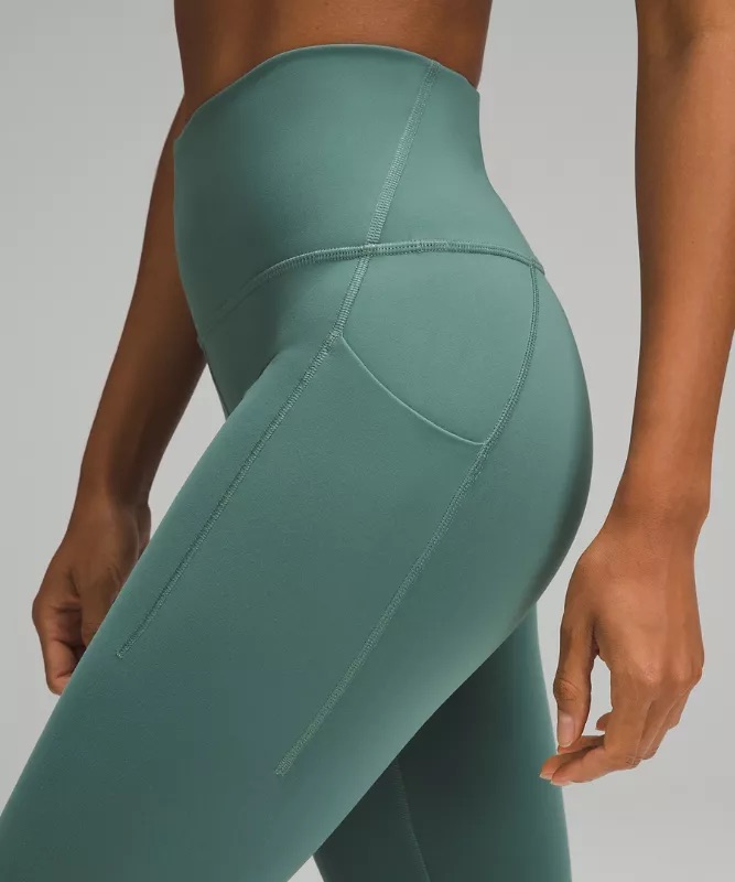 Lululemon high-waisted running leggings featuring a secure waistband.