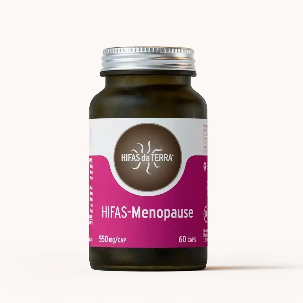 A clean, clinical display of organic mushroom supplement bottles.