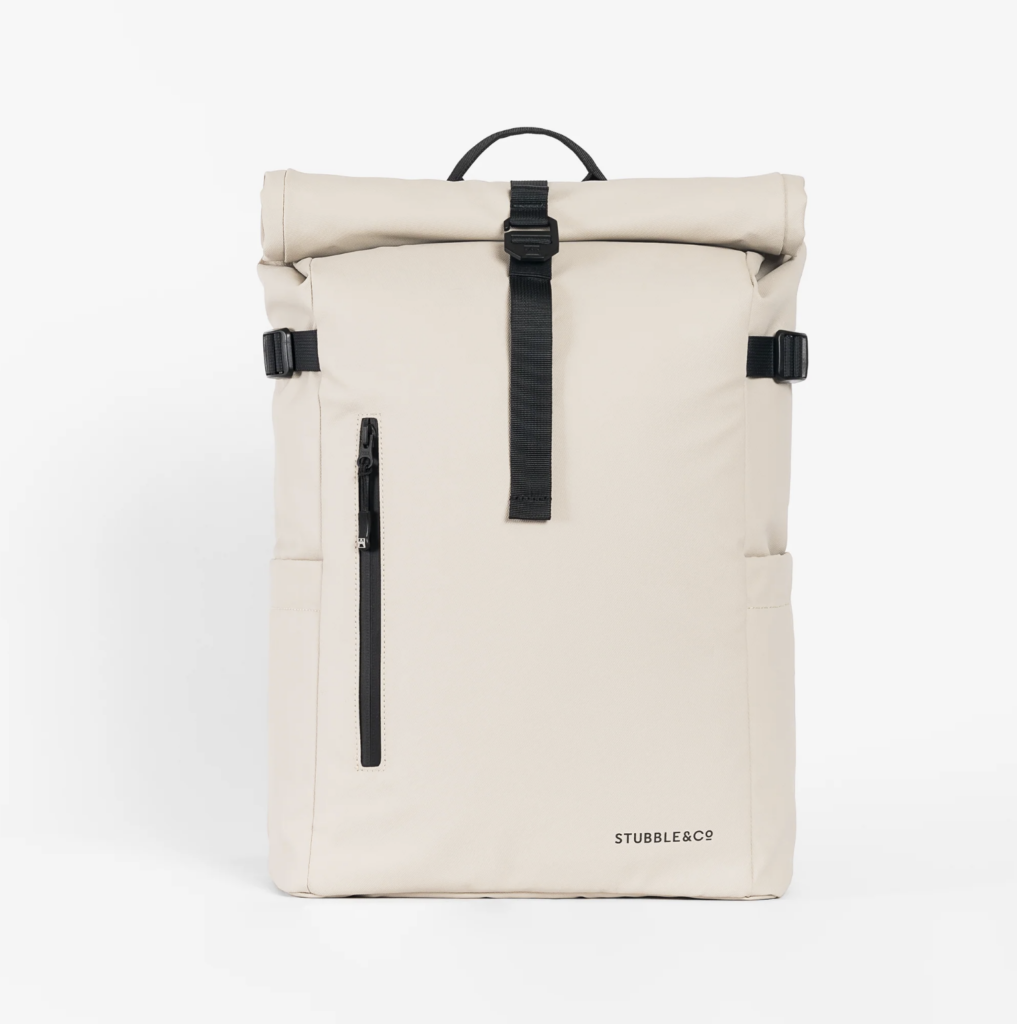 A roll-top rucksack designed for durable outdoor use.