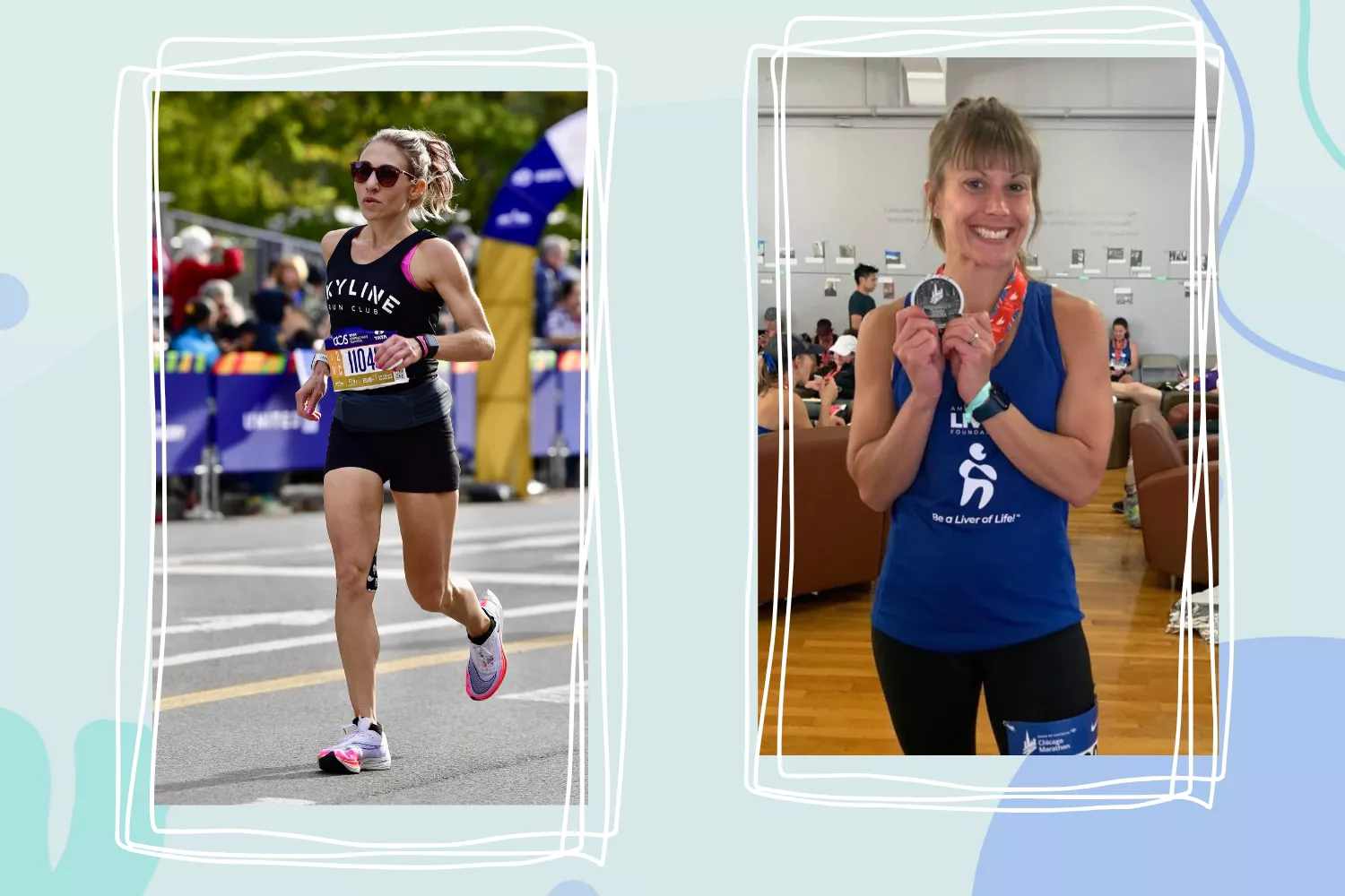 A group of marathon runners during a Liver Disease Awareness Month event.
