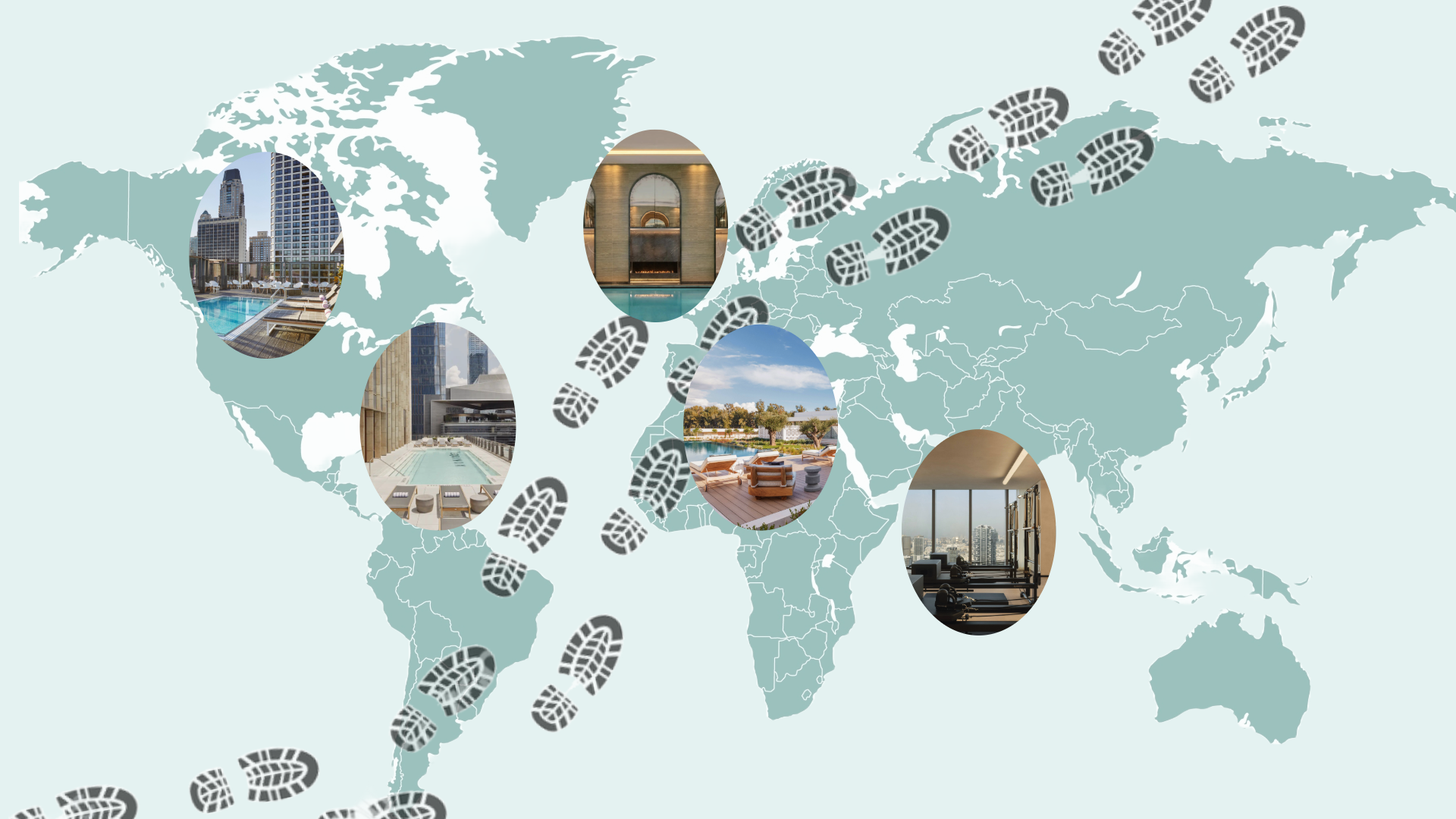 Graphic featuring iconic marathon titles and luxury recovery settings.